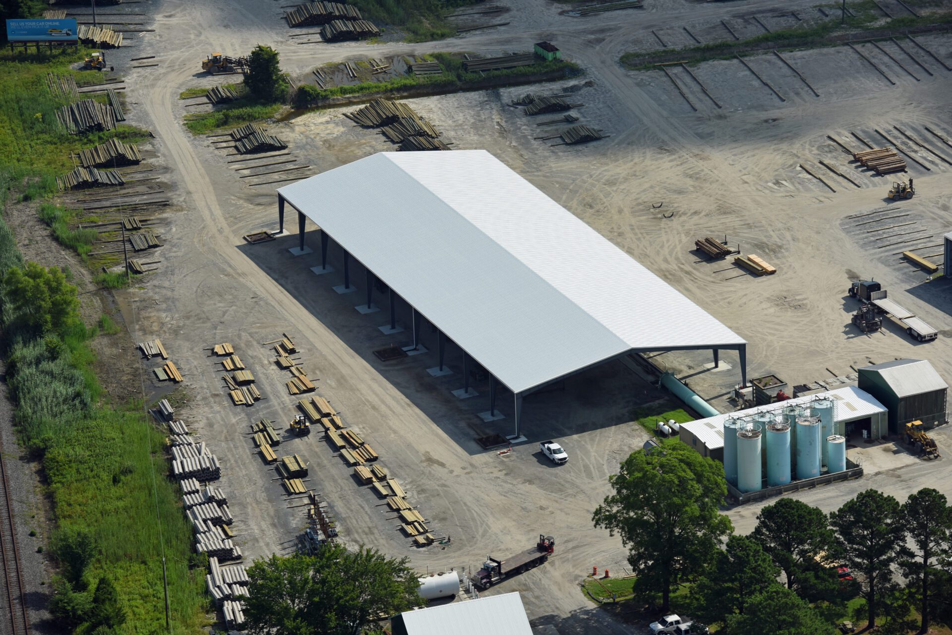 An aerial view of a construction site